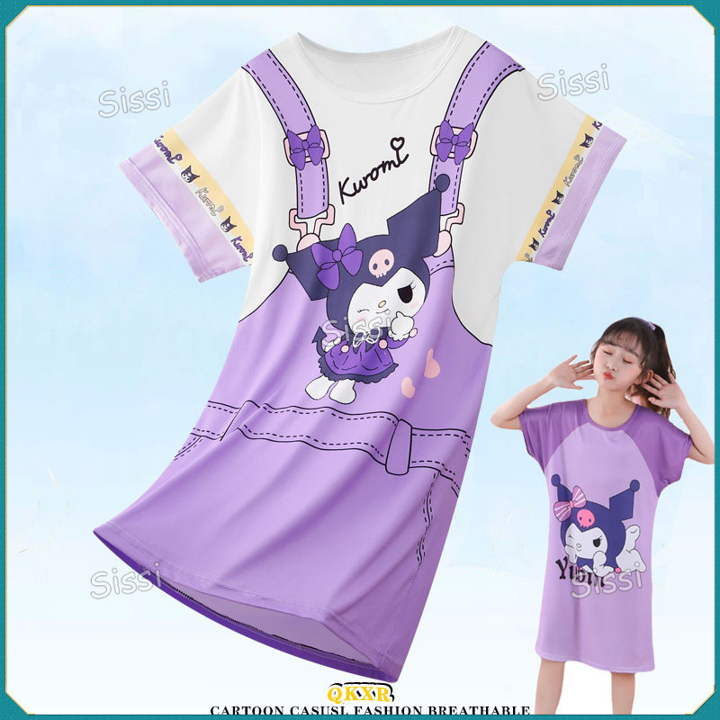 Kuromi Đầm Cho Trẻ Em Bé Gái Cinnamoroll Giai Điệu Kuromi Pyjama Cho Trẻ Em Bé Gái 1-9Y Váy Ngủ Thời Trang Bộ Đồ Ngủ Trẻ Em Phong Cách Hàn Quốc In Hoạt Hình Dễ Thương Đồ Ngủ Trẻ Em Quần Áo Kuromi