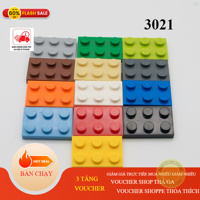 Combo 10 Gạch Technic Mỏng 2x3 - Phụ Kiện MOC Tương Thích Part 3021