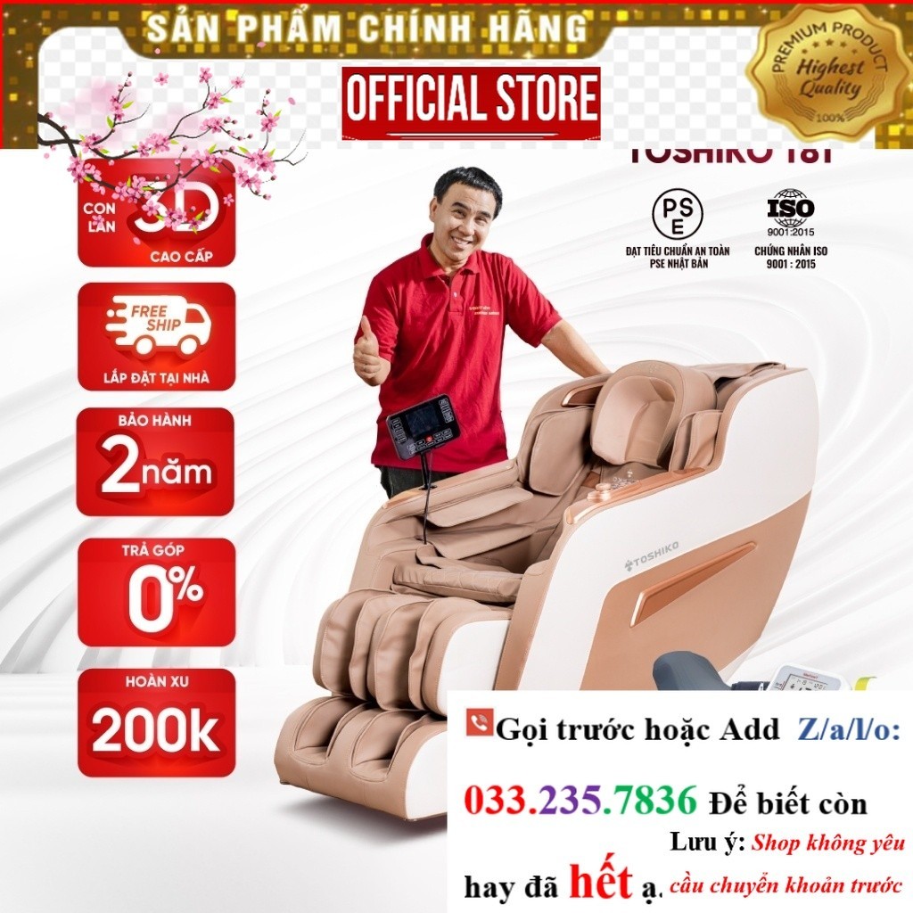 >Sale< Ghế massage Toshiko T81 công nghệ con lăn 3D cao cấp