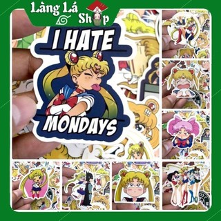 Miếng dán Sticker anime Sailor Moon (Thuỷ thủ mặt trăng) trọn bộ 50 hình - In rõ ràng sắc nét khó tróc