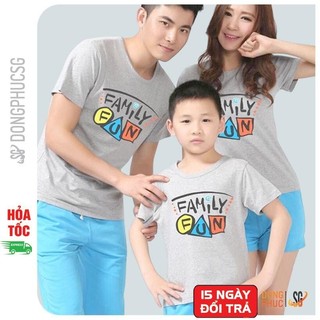 Áo gia đình Family Fun Đồng phục gia đình 3/4/5 người giá rẻ Thun cotton Màu xám GD297X | DONGPHUCSG