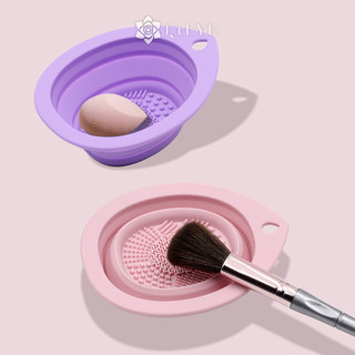 Qrhyk Silicone Cọ Trang Điểm Bụi Gấp Puff Làm Sạch Bát Phấn Mắt Bàn Chải Giặt Thảm Mềm Dụng Cụ Làm Đẹp Hộp Bàn Chải Mới