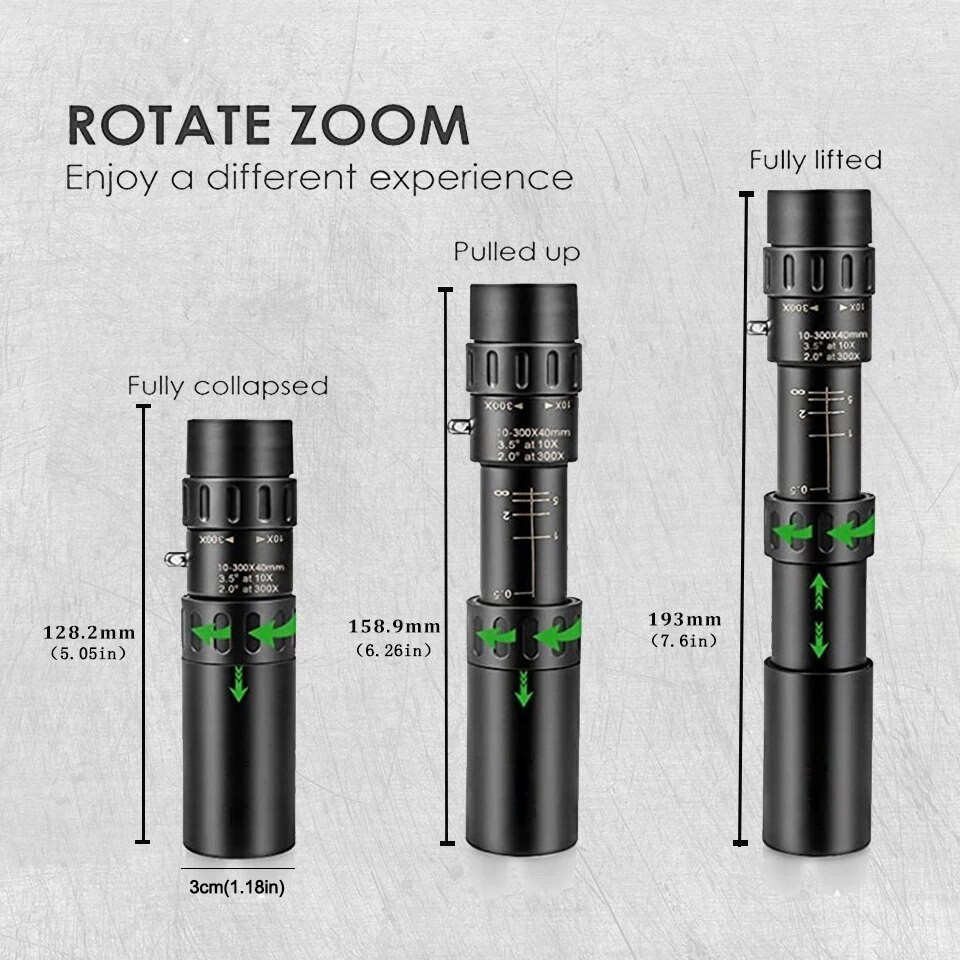 Kính thiên văn Zoom 10-300x40 HD Ống nhòm chắc chắn di động tầm xa Tầm nhìn ban đêm thấp một mắt chuyên nghiệp để săn bắn | BigBuy360 - bigbuy360.vn