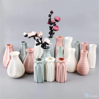 ♕ Bình hoa trang trí Bình nhựa trong nhà Chậu hoa gốm sứ giả màu trắng Trang trí cắm hoa tại nhà Trang trí phòng khách
