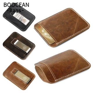 BOOCEAN Kẹp Tiền Da Thật, Ví Mini Mỏng Da, Kẹp Tiền Mặt Kim Loại Thời Trang Hóa Đơn Mỏng Nam Khe Cắm Thẻ Tín Dụng Người