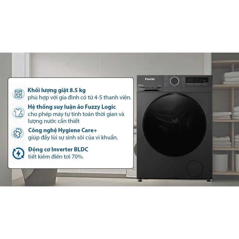 Máy giặt Funiki inverter 8.5 kg HWM F885ADG -THÁI LAN