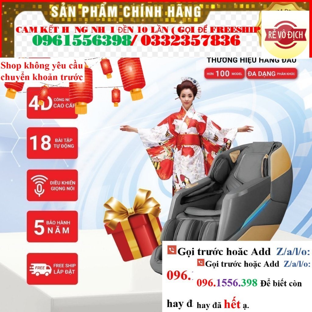 >> CH Ghế massage Okinawa OS 855, công nghệ massage 5D, bi con lăn di chuyển - <<
