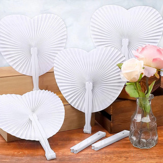 Quạt gấp tay - Quạt giấy hình tình yêu màu trắng - Quạt DIY di động du lịch ngoài trời - Đồ dùng trang trí đám cưới - dành cho sinh nhật, đám cưới, tiệc tùng