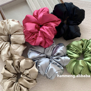 Pháp Retro Màu Trơn Rộng Viền Tóc Dây Lớn Satin Nhung Vải Scrunchy Tóc Mũ Đội Đầu