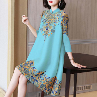 Emily Mới Retro Cải Tiến Sườn Xám Giữa Chiều Dài In Váy Thời Trang Mỏng Hơn Nhìn Xếp Ly Đầm Eleg