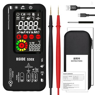 Đồng hồ vạn năng kỹ thuật số BSIDE Nhiệt kế hồng ngoại Màn hình màu LCD Đồng hồ vạn năng cầm tay 9999 True RMS Điện áp chuyên nghiệp Điện dung Tần số Điện trở Máy kiểm tra Diode Nhiệt độ hồng ngoại
