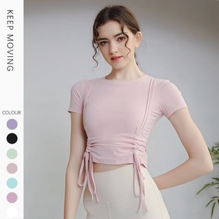 Áo thun ngắn tay có dây rút phong cách mới dành cho nữ khô nhanh Ẩm thấm hút ẩm