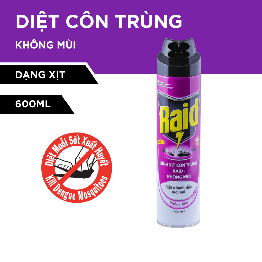 RAID Bình xịt côn trùng, xịt muỗi 520ml/ 600ml (Bibistore)