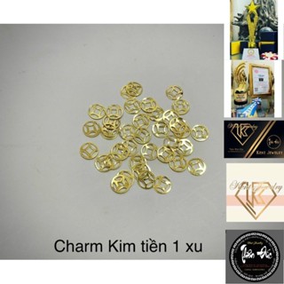 Charm Mini xu Kim Tiề.n 1 xu và 3 xu Kim tài To - xâu ngang shop pro mix handmade