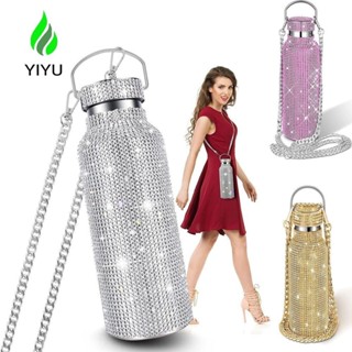 YIYU Bình Nước Kim Cương Giả, Bình Lấp Lánh Bằng Thép Không Gỉ Có Thể Đổ Lại, Dây Xích Nhiệt Chống Rò Rỉ Dễ Thương Lấp Lánh Bình Giữ Nhiệt Du Lịch