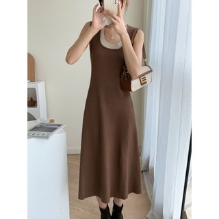 Váy chữ A dệt kim cổ tròn mới dành cho nữ C & M có đáy