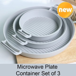 Set 3 đĩa tròn tay cầm lò vi sóng đa năng CHERRY KOREA