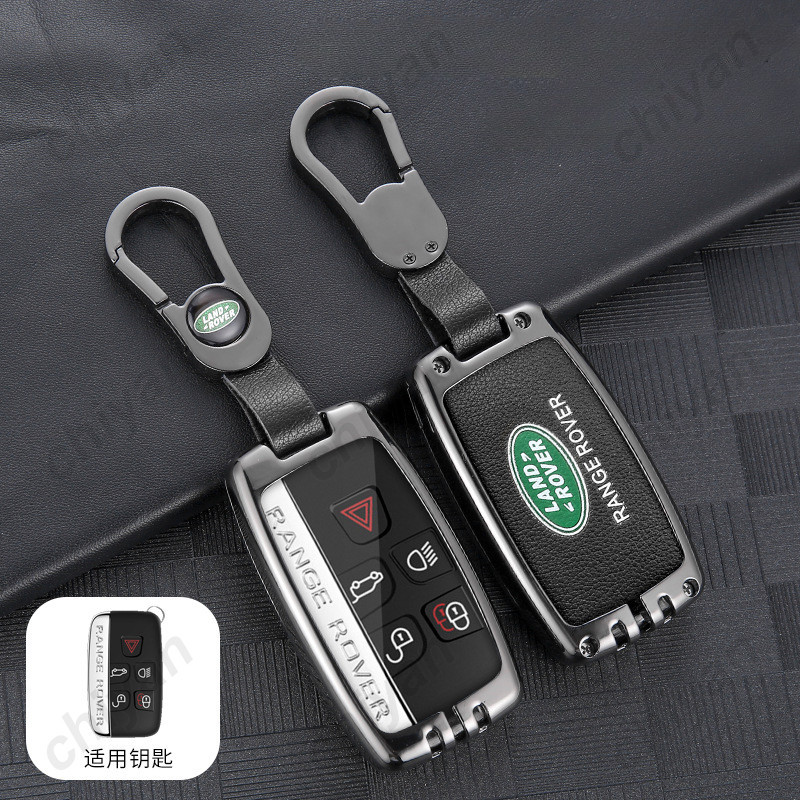 Hợp Kim Kẽm Kim Loại Da Thật Chính Hãng Cho Land Rover Defender Range Rover Evoque Sport Velar Freelander Discovery Sport Remote Key Cover Case TPU Vỏ Bảo Vệ Móc Khóa