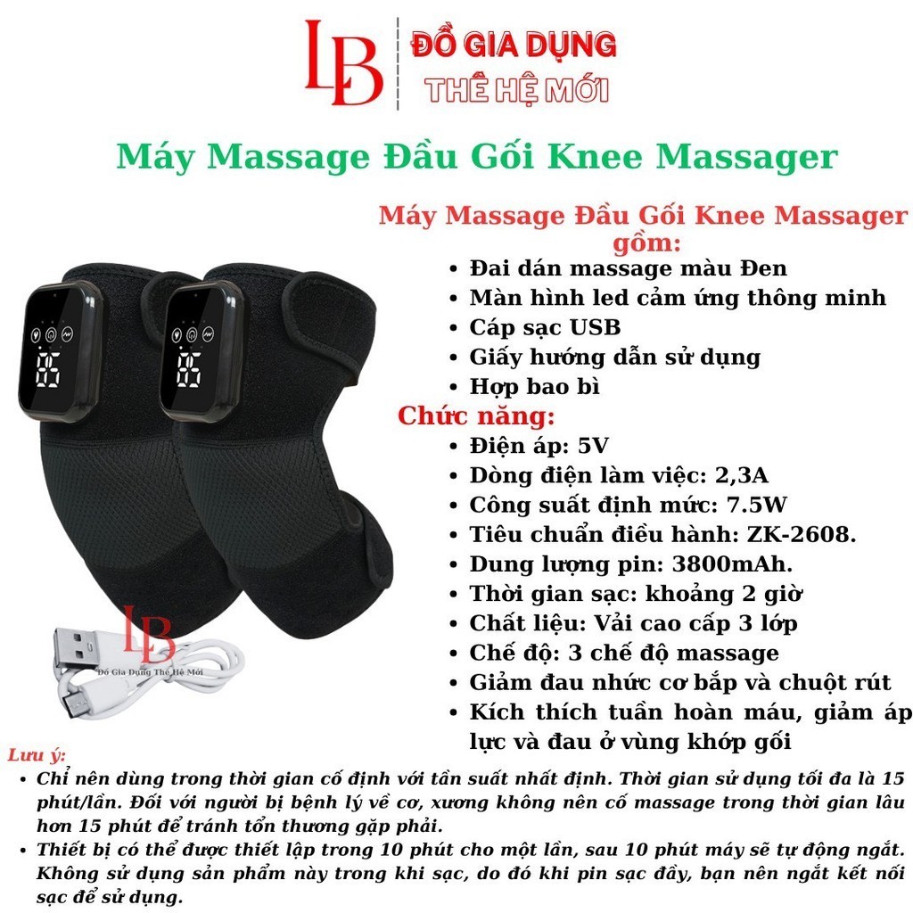 Máy massage đầu gối KNEE ZK-2068, máy mát xa rung kết hợp chườm ấm giảm đau nhức gối, vai, khuỷu tay