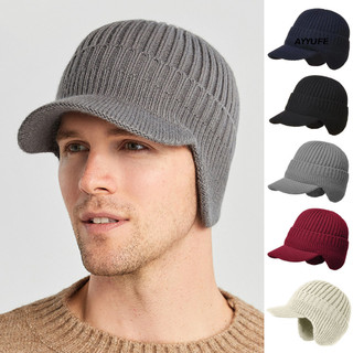 Ayyufe Nam Nữ Mũ Mùa Đông Màu Trơn Bảo Vệ Tai Giữ Ấm Làm Dày Co Giãn Chống Lạnh Mềm Unisex Mũ Chống Trơn Trượt Cho Người Lớn