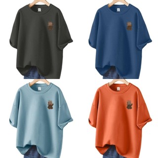 Áo thun nam ngắn tay, quần áo nam rộng rãi bằng cotton nguyên chất, áo thun nửa tay thời trang màu xám mùa hè