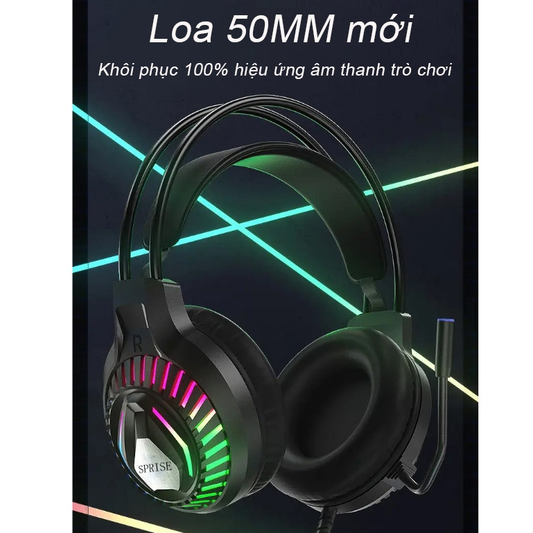 Tai nghe SPRISE M18 có dây có Mic chơi game khử tiếng ồn / Âm trầm nhẹ RGB cho điện thoại, máy tính xách tay, PC, PS4 / 5, Switch | BigBuy360 - bigbuy360.vn