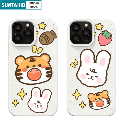 Suntaiho Vỏ Ngộ nghĩnh Thỏ Họa Tiết Hổ Cặp Đôi Ốp lưng Iphone 16 15 14 12 13 11 Pro Max IP 7 8 Plus Iphon X Xs XR Xs Max TPU Silicon Mềm Cao Cấp Chống Sốc Ốp Lưng