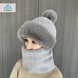 Velishy mùa đông mũ cashmere lông cừu nam nữ đầu mũ trùm đầu khăn mũ làm dày ấm áp ấm áp bonnet cừu cưỡi mũ bobble