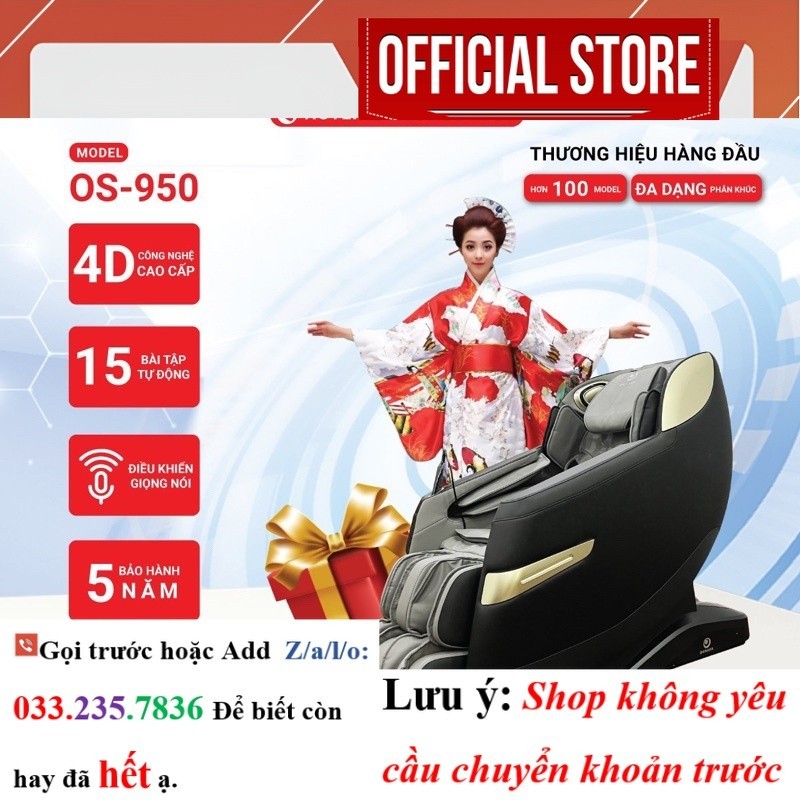 Ghế massage toàn thân Okinawa OS-950 4D+, trị liệu , điều khiển giọg nói - <SAle>