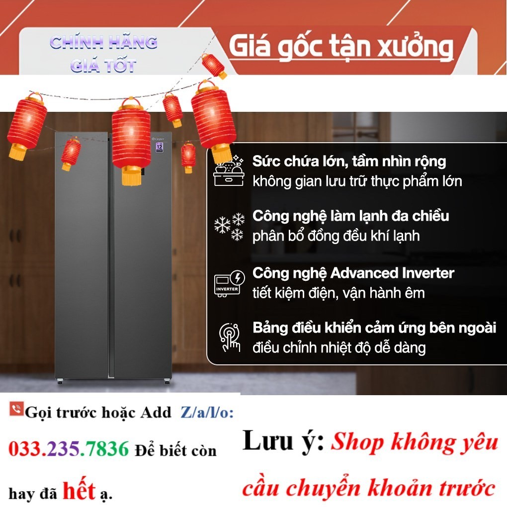 <new> Tủ lạnh Casper Inverter 458 lít Side By Side RS-460PG