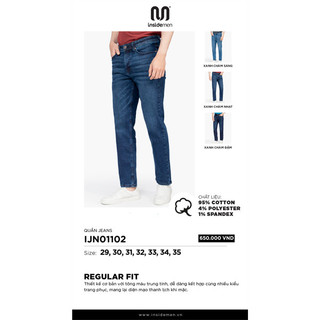 Quần Jeans Insidemen IJN01102 dáng regular fit – co giãn tốt