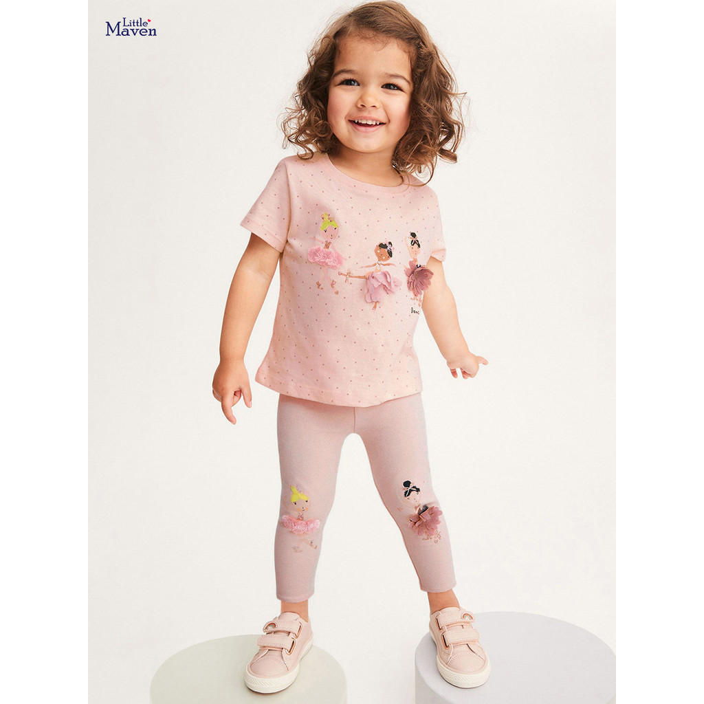 Bộ Áo Thun Tay Ngắn In Hình Mickey / Minnie / Minnie / Hoạt Hình Dành Cho Bé Gái