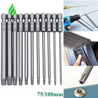 YIYU 11 Tuốc nơ vít Torx, Đầu phẳng mở rộng Đầu lục giác Trình điều khiển Tamper, Hoa mận bền 1 / 4 "75 / 100mm Công cụ tuốc nơ vít