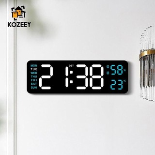 Kozeey phòng ngủ led đồng hồ báo thức đồng hồ để bàn hiển thị nhiệt độ đồng hồ điện tử 23x3.5x7.5cm chế độ ngáy cho ký túc xá đa năng