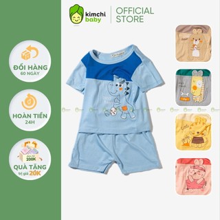 Bộ Cộc Tay Bé Trai, Bé Gái MIMONRI Vải Thun Lạnh Họa Tiết  Tai Thú Little Bear, Đồ Bộ Cho Bé Mặc Nhà  KW301