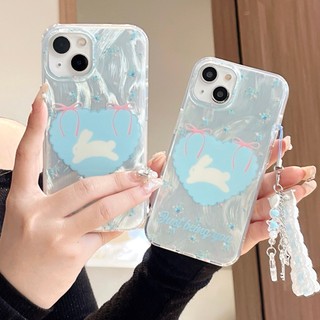 Blue heart white bunny ins style camlet imd iphone case cho iphone 15 pro max 14 pro max 14 13 pro max 12 pro max 11 chống rơi phong cách tiktok