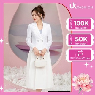Vest 1 lớp cúc bọc viền UK FASHION dài tay Phong Cách Công Sở Chất Vải Nhập Hàn Cao Cấp UKAK2308016