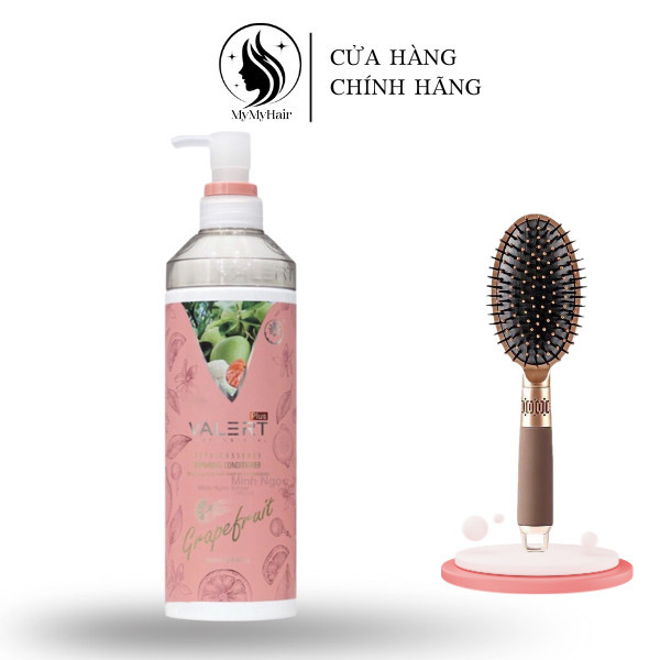 Dầu xả bưởi Valert Grapefruit 850ML phục hồi, chống rụng kích mọc tóc Tặng lược gỡ rối hình elip vàng đồng