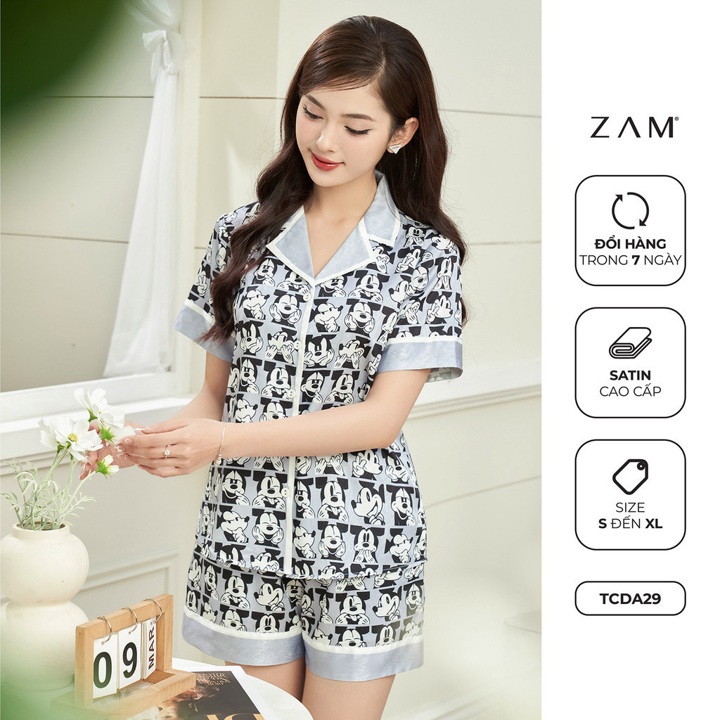 BỘ MẶC NHÀ SHE BY ZAM - TCDA29 - BỘ NGẮN TAY QUẦN ĐÙI MICKEY XÁM