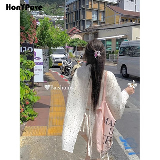 Honypove Dây đeo dây họa tiết chấm bi in họa tiết lót dài tay