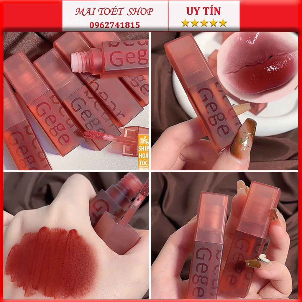 Gegebear Son Kem Bóng Màu Nhung Lì Kháng Nước Lâu Trôi Dưỡng Ẩm