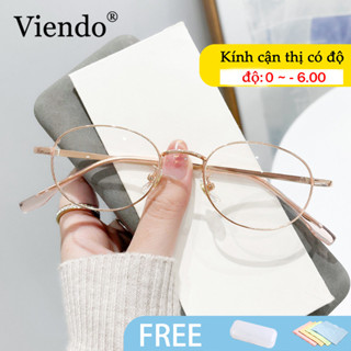 Kính gọng cận có đo tròn nữ nam Viendo nhỏ kim loại kính mát chống ánh sáng xanh tia uv đổi màu khi ra nắng -0.5/-1.0/-1.5/-2.0/-2.5/-3.0/-3.5/-4.0/-4.5/-5.0/-5.5/-6.0