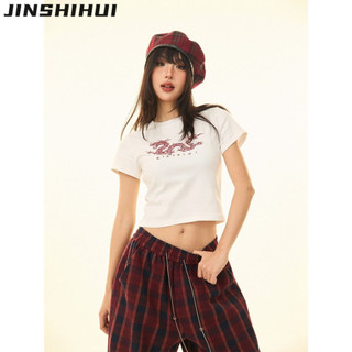 JINSHIHUI áo phông áo thun nữ croptop baby tee Dễ thương Fashion Vintage Comfortable WTX243064X 10Z240307