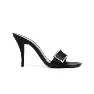 Clemine giày cao gót nữ thời trang hàn quốc đen cao gót xăng đan mới kim cương giả lật dép 7-9cm xăng đan cao gót