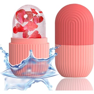  Máy mát xa con lăn Ice Cube mới dành cho mặt mắt và cổ Điều hòa tự nhiên và chăm sóc da Túi mắt De-Puff Giảm đau nửa đầu Khuôn đá silicon Massage có thể tái sử dụng  Hồng  