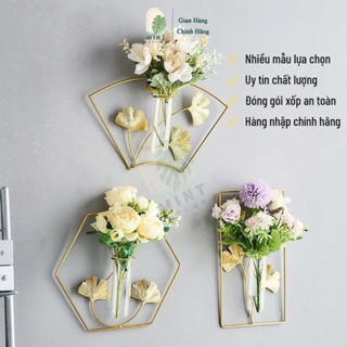 Lọ hoa thủy tinh khung Sắt nghệ thuật  MINT DECOR trang trí nhà cửa Treo tường decor phòng khách trồng cây thủy sinh