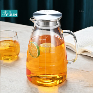 Bình nước thủy tinh có cân 2l bình nước dung tích lớn ấm trà thủy tinh thủy tinh gia đình bình nước trái cây cà phê
