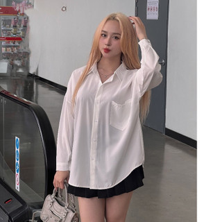 Áo sơ mi nữ màu trắng túi ngực form rộng Spring AosmdaitaykhongnhanA235/P0K44