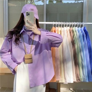 Mùa Xuân Thu Phong Cách Mới Áo Sơ Mi Thiết Kế Lớp Xanh Tím Áo Sơ Mi Sang Trọng Thời Trang Rời Nữ Top Niche