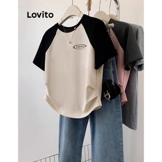 Áo thun Lovito ghép nối màu sắc màu trơn thường ngày cho nữ LNE27066 (màu mơ)
